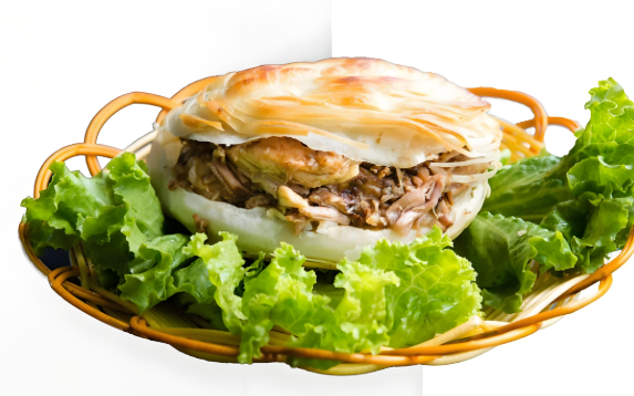 Marinated Meat in Baked Bun